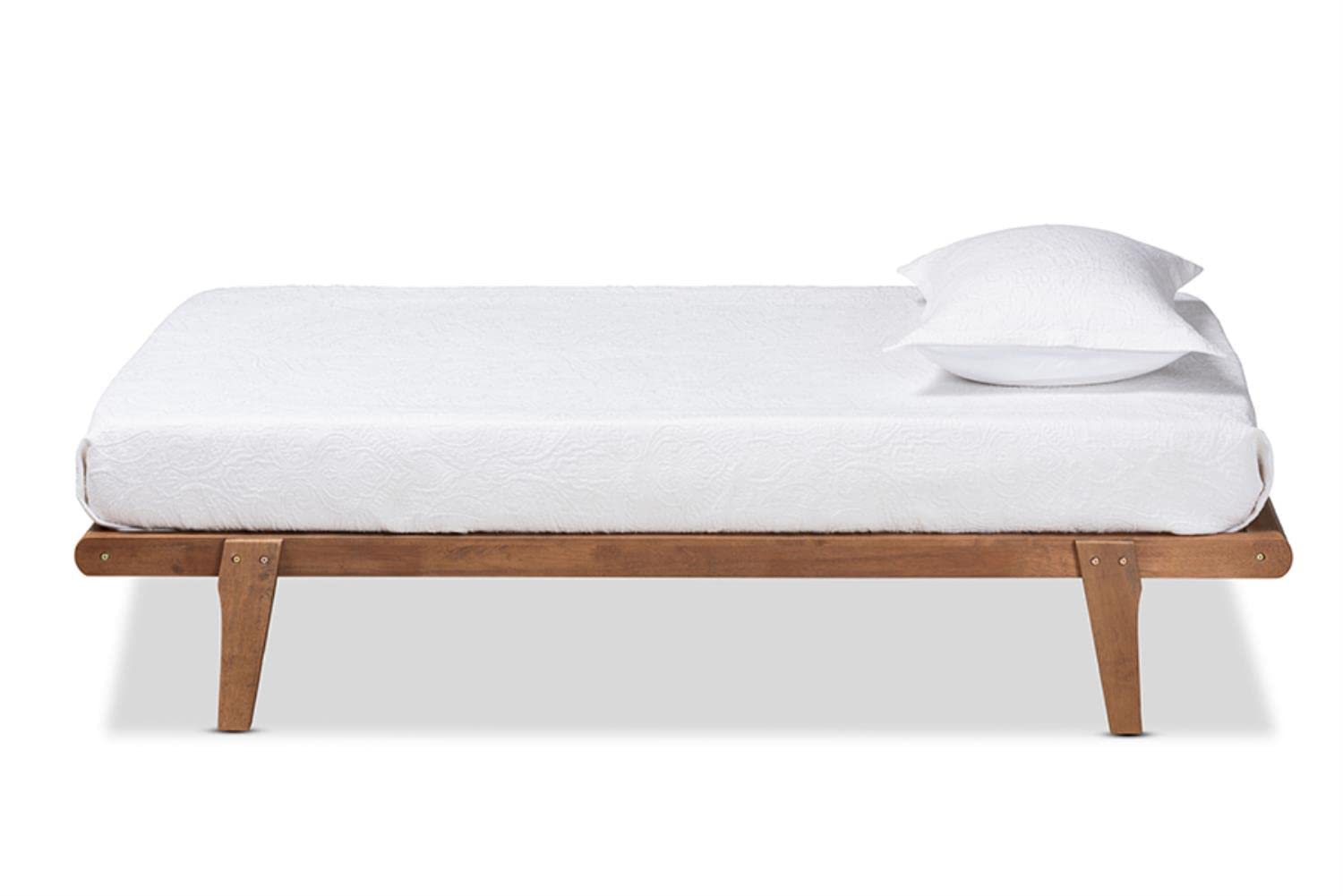 Baxton Studio Kaia Mid-Century Modern Walnut Brown Finished Wood Twin Size Platform Bed Frame